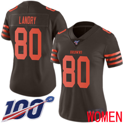 Cleveland Browns Jarvis Landry Women Brown Limited Jersey 80 NFL Football 100th Season Rush Vapor Untouchable